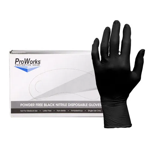 Adenna ProWorks® Small Black Nitrile Exam Gloves - 3 MIL - Box of 100