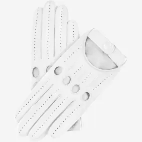 Alessa (white) - classic Italian lambskin leather driving gloves