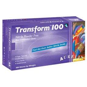 Aurelia Transform Finger-Textured Blue Powder Free EXTRA LARGE Nitrile Gloves 100's