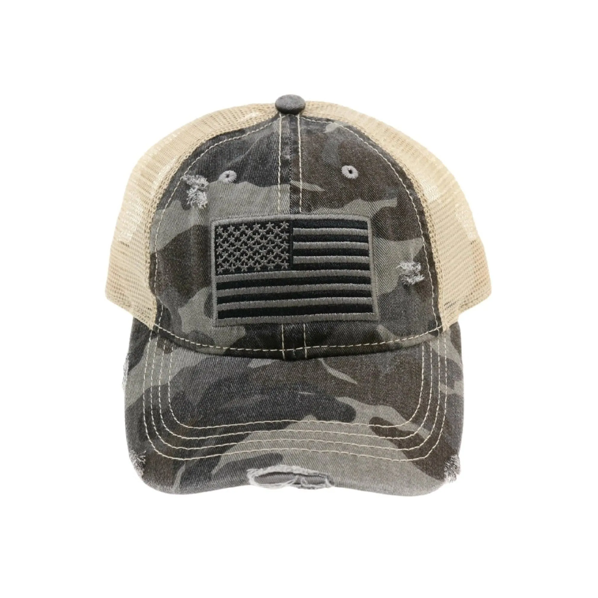 BA915 USA Flag Camouflage Mesh Back Baseball Cap