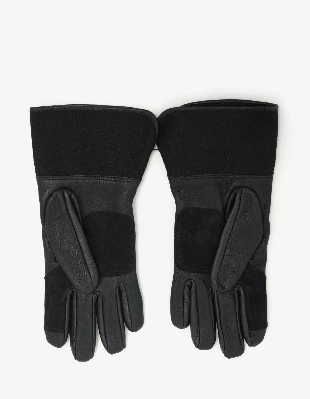 Black Leather & Wool Gloves With Cashmere Lining