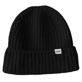 Black Ribbed Knit Mens Cuffed Beanie Hat