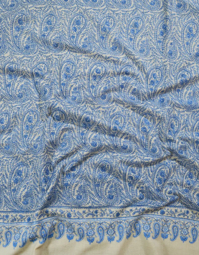 Blue Embroidery Pashmina Shawl 7702