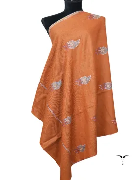 Brown and Mustard embroidery Pashmina Shawl 7200