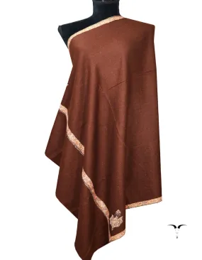 Brown Embroidery Pashmina Shawl 7182