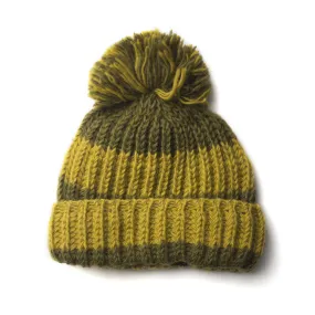 chunky striped wool bobble hat