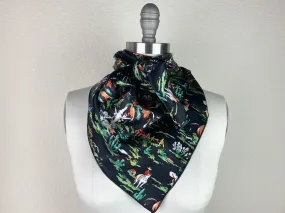 CR Ride em Cowboy Black Silk Scarf