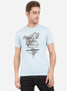 Dream Blue Printed Slim Fit T-Shirt | Greenfibre