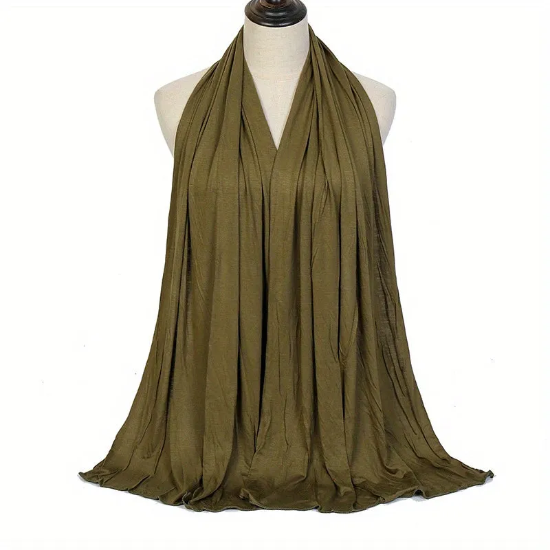 Elegant Warm Hijab Shawl - Versatile Windproof Maxi Scarf, Durable Yarn-Dyed Wrap for Stylish Comfort