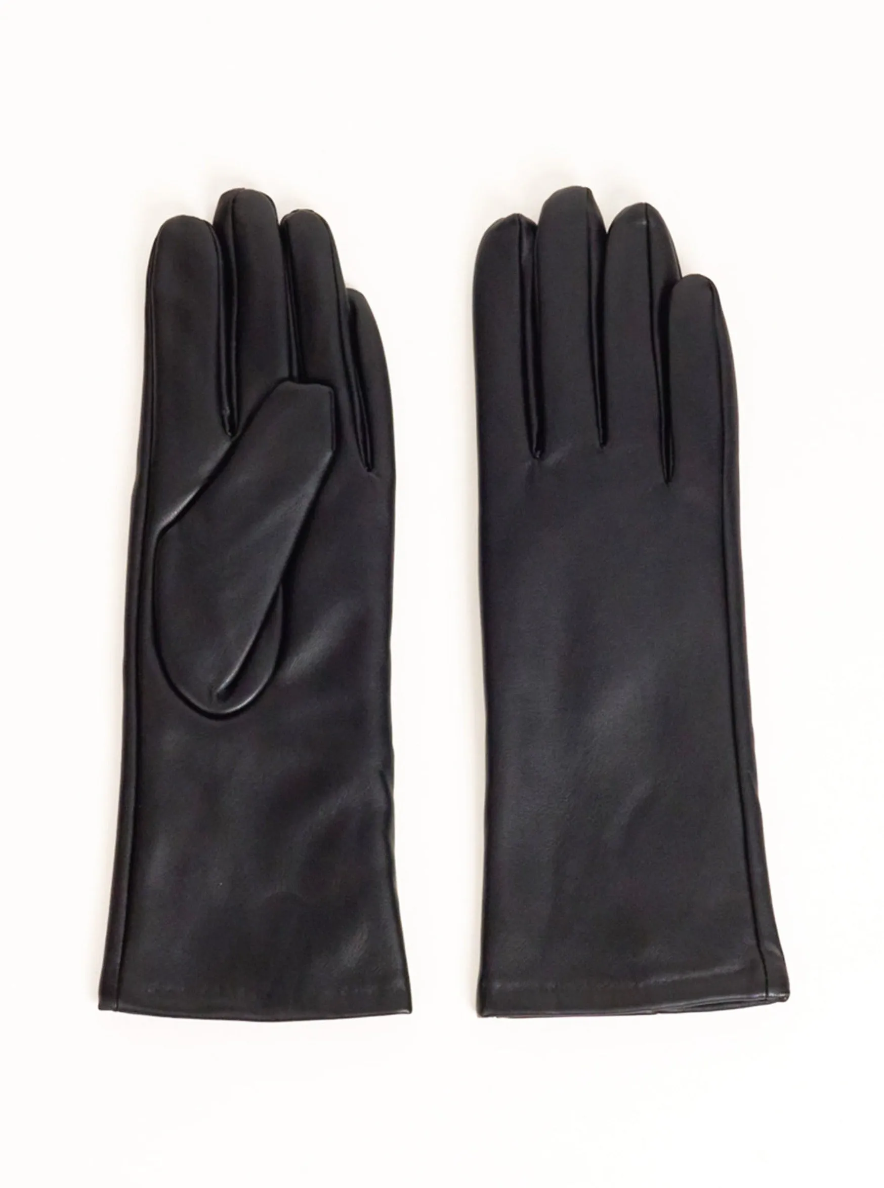 Faux Leather Touch Screen Gloves in Black