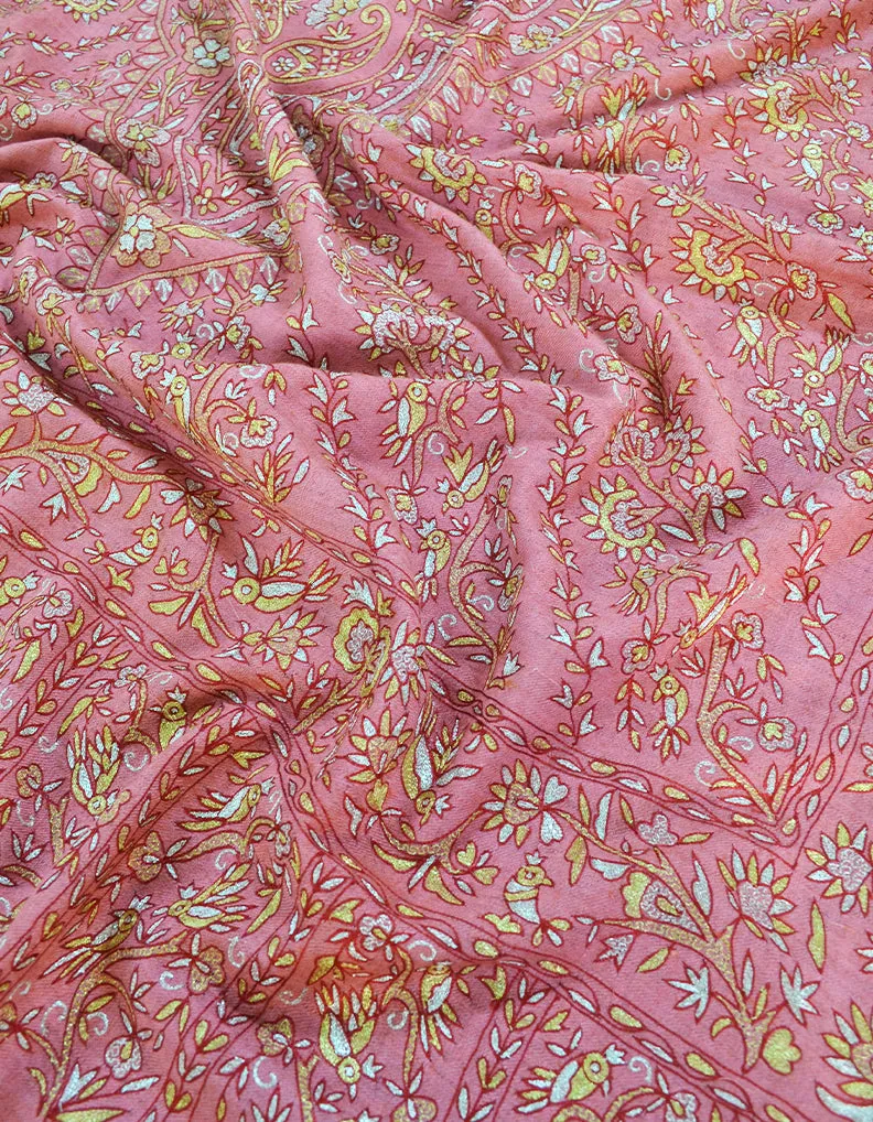 Flamingo kalamkari Pashmina shawl 8574 (Size M)