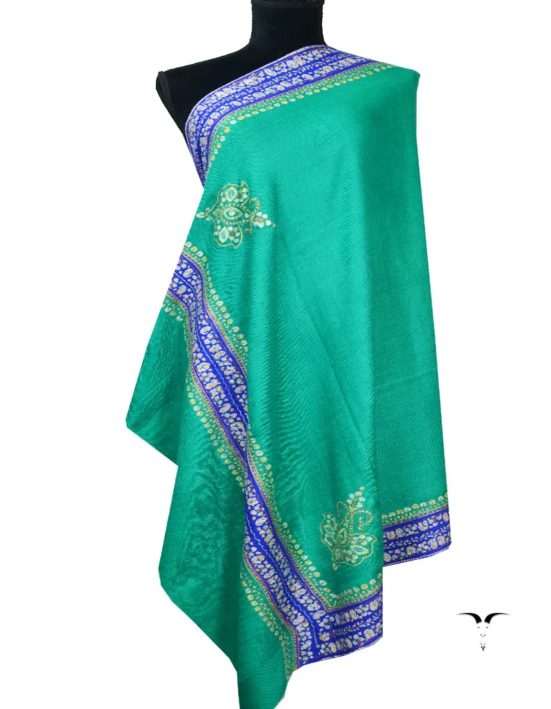 Green Embroidery Pashmina Shawl 7726