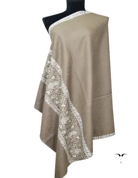 Grey White Embroidery Pashmina Shawl 7343