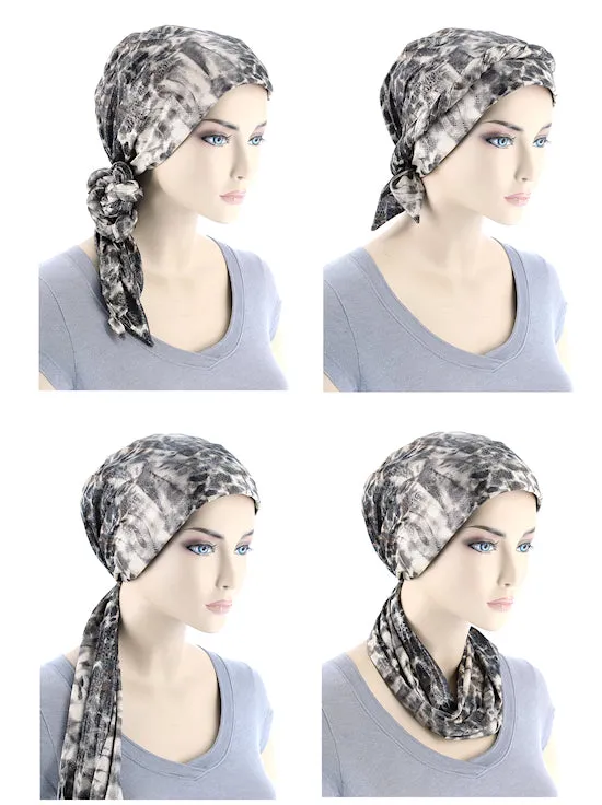 Head Wrap Scarf Navy Crepe Chiffon