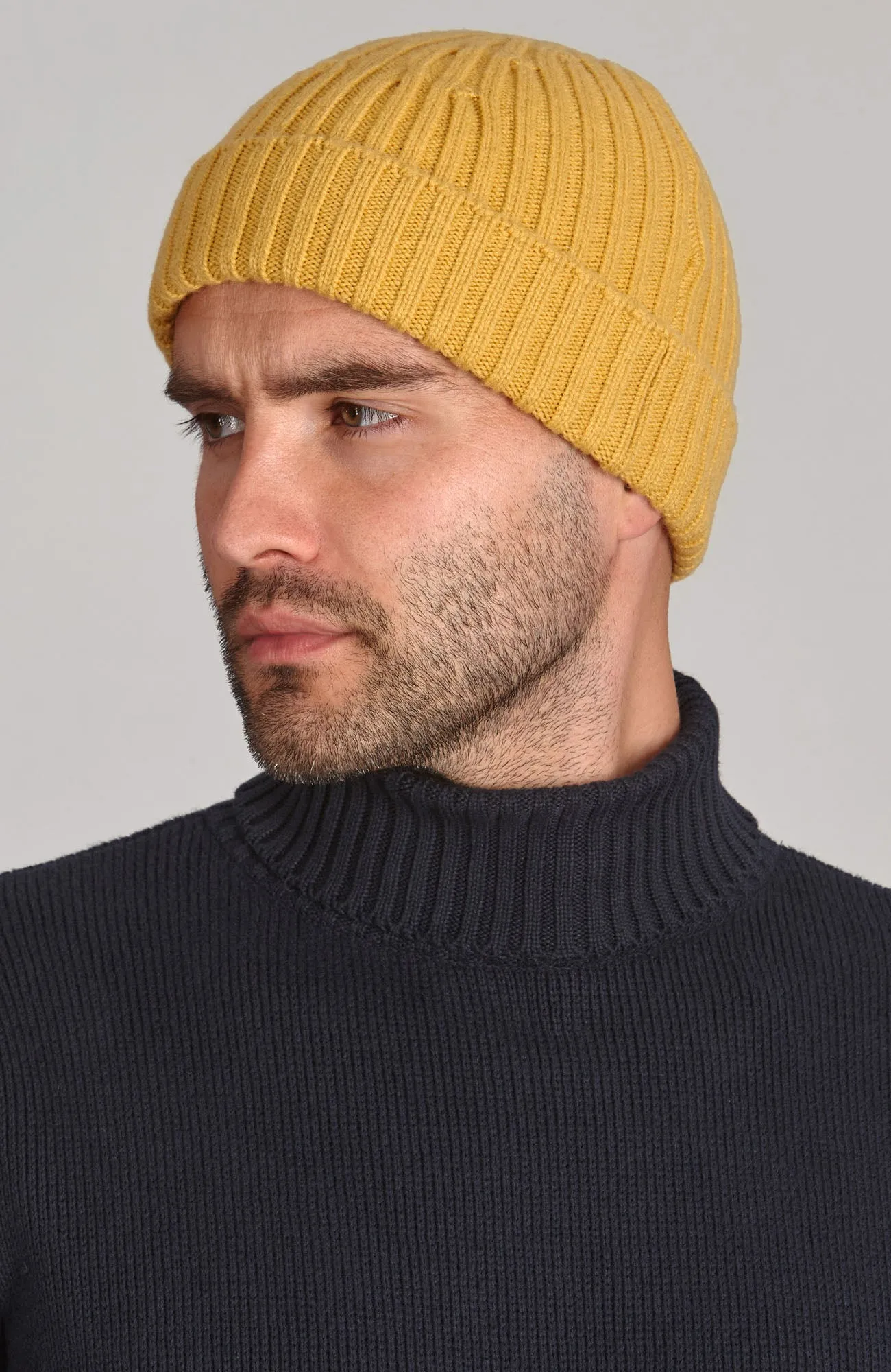 Heavyweight Merino Cashmere Ribbed Beanie