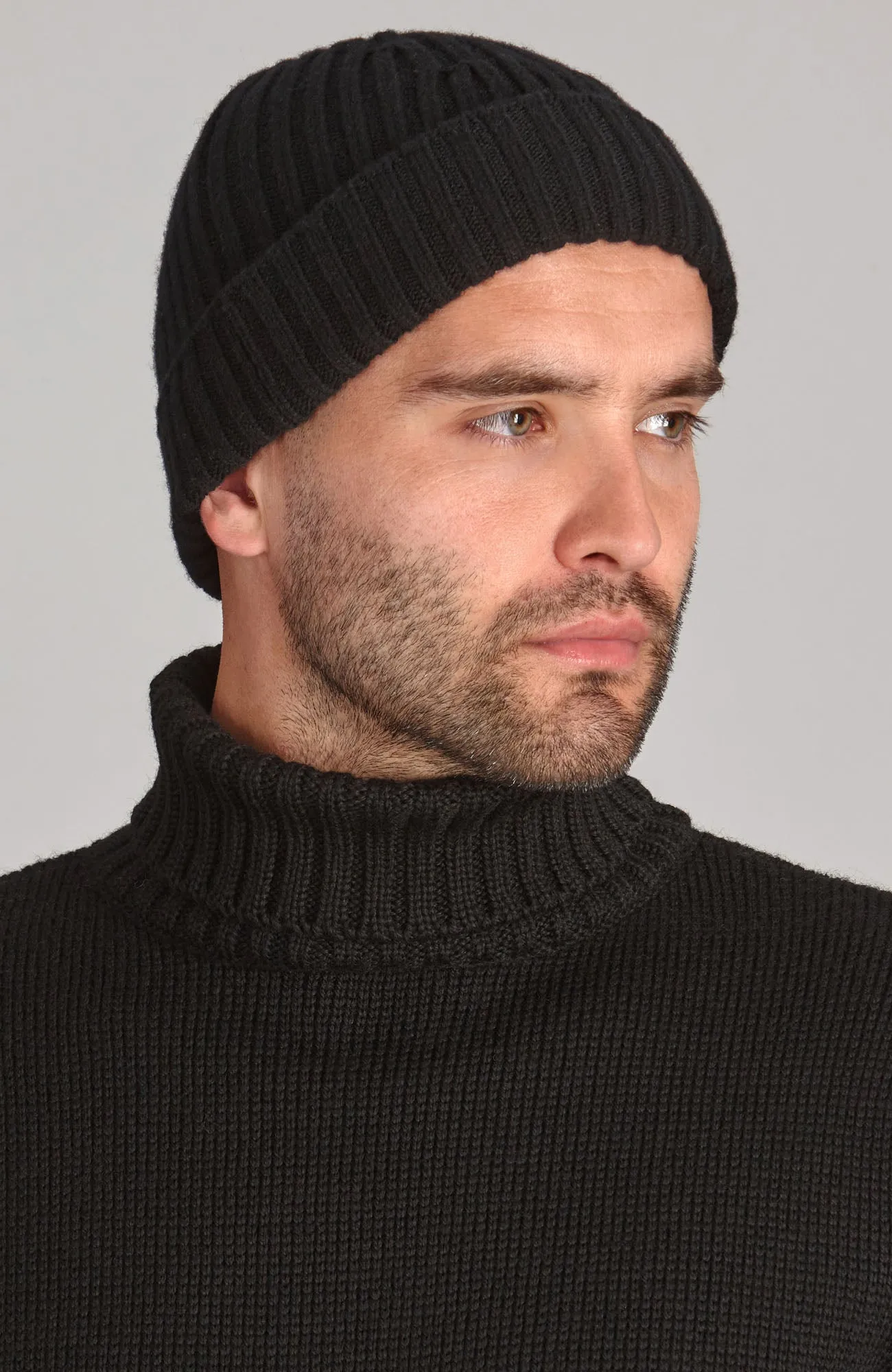 Heavyweight Merino Cashmere Ribbed Beanie