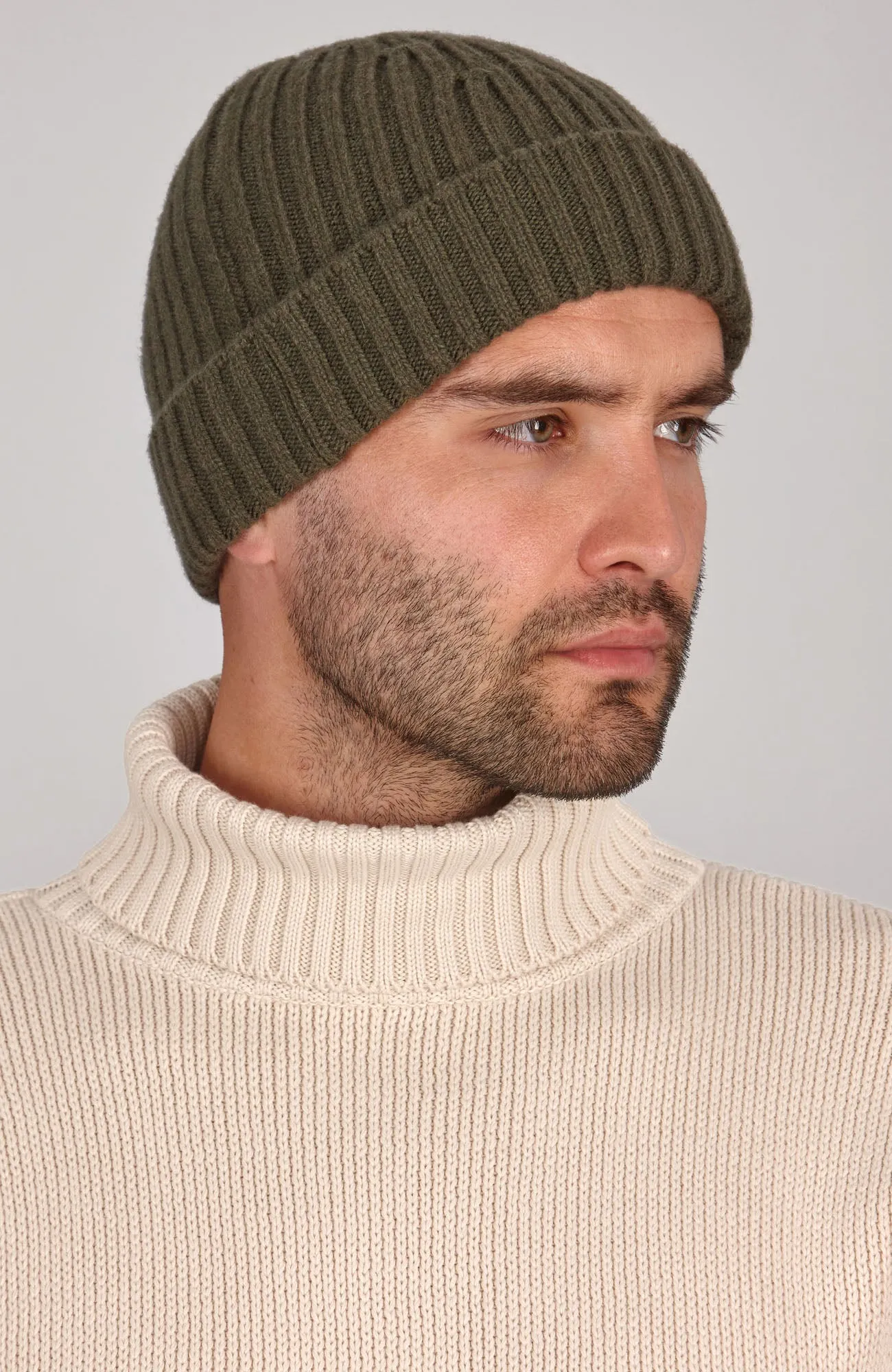 Heavyweight Merino Cashmere Ribbed Beanie