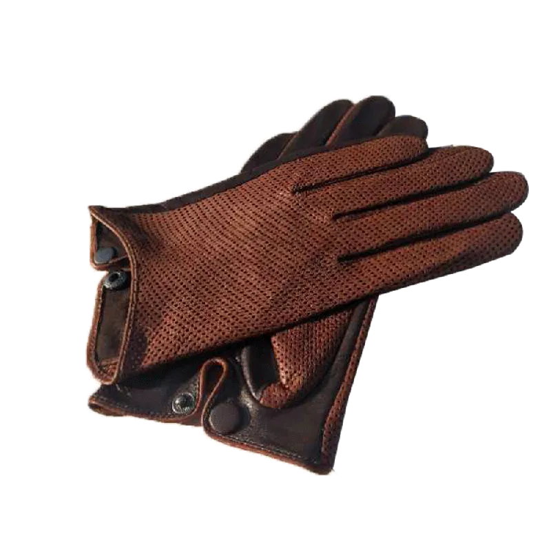 HIGHSHINE Men's Unlined  Summer Breathable Lambskin Leather Driving Gloves