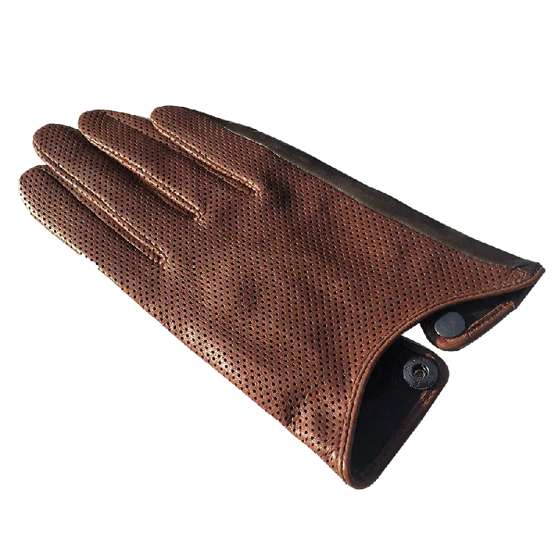 HIGHSHINE Men's Unlined  Summer Breathable Lambskin Leather Driving Gloves