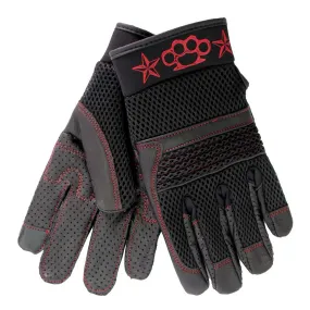 Hot Leathers GVM1302 Uni-Sex Black 'Brass Knuckles' Leather and Mesh Gloves with i-Touch Screen