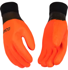 Kinco 4170 Foam Lined Hi-vis Orange Sandy Finish with Knit Wrist PVC Gloves (One Dozen)