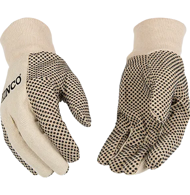 Kinco 862 10oz Natural White Canvas with PVC Dots Clute Cut Pattern Glove (One Dozen)