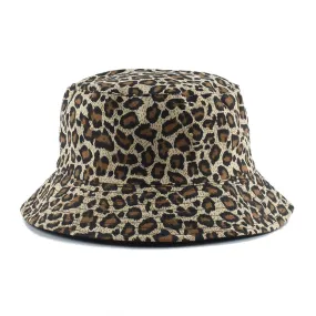 Leopard Print Bucket Hat Reversible Hat Outdoor Travel Cap