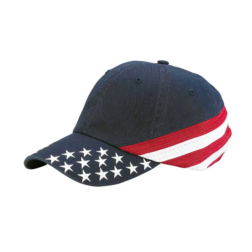 Low Profile Unstructred Washed USA Flag Cap