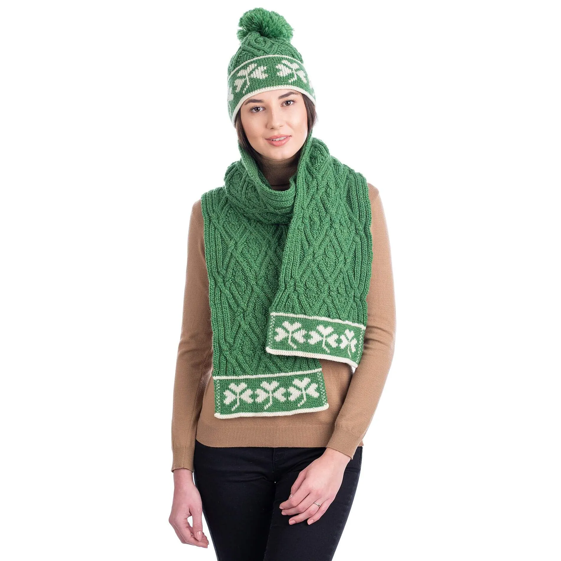 Merino Wool Shamrock Irish Scarf