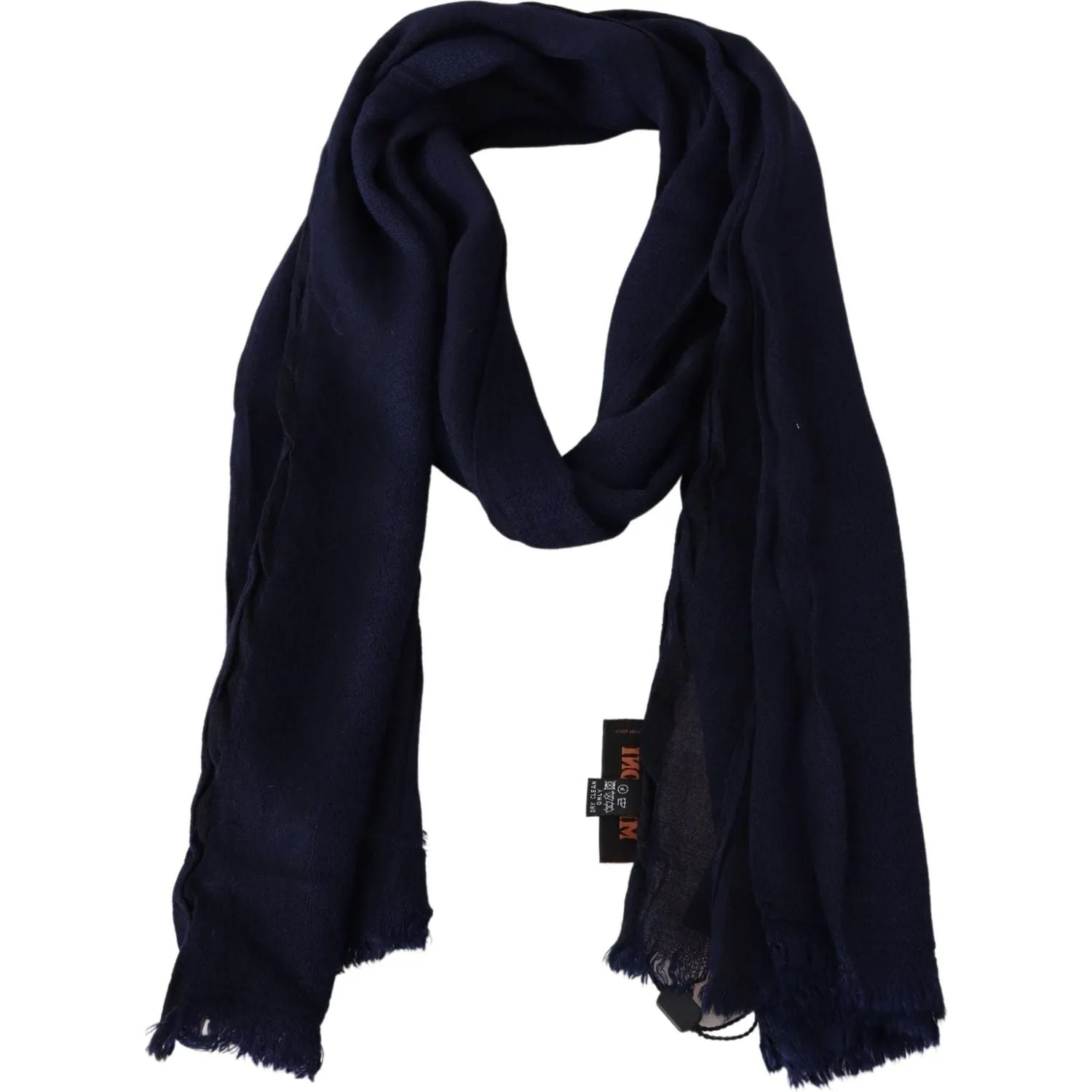 Missoni Elegant Blue Wool Scarf with Embroidered Logo