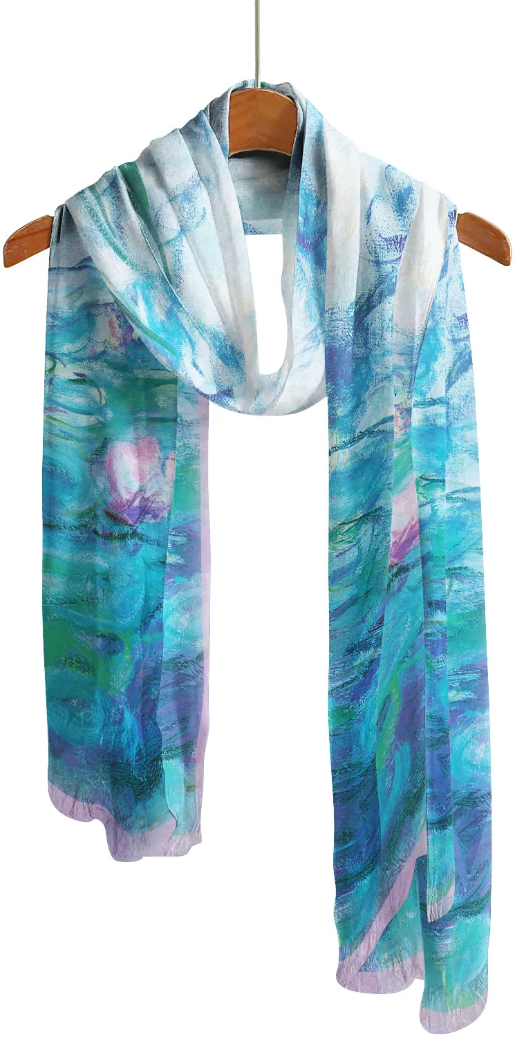 Monet Nymphéas Silky-soft Polyester Sheer Long Scarf