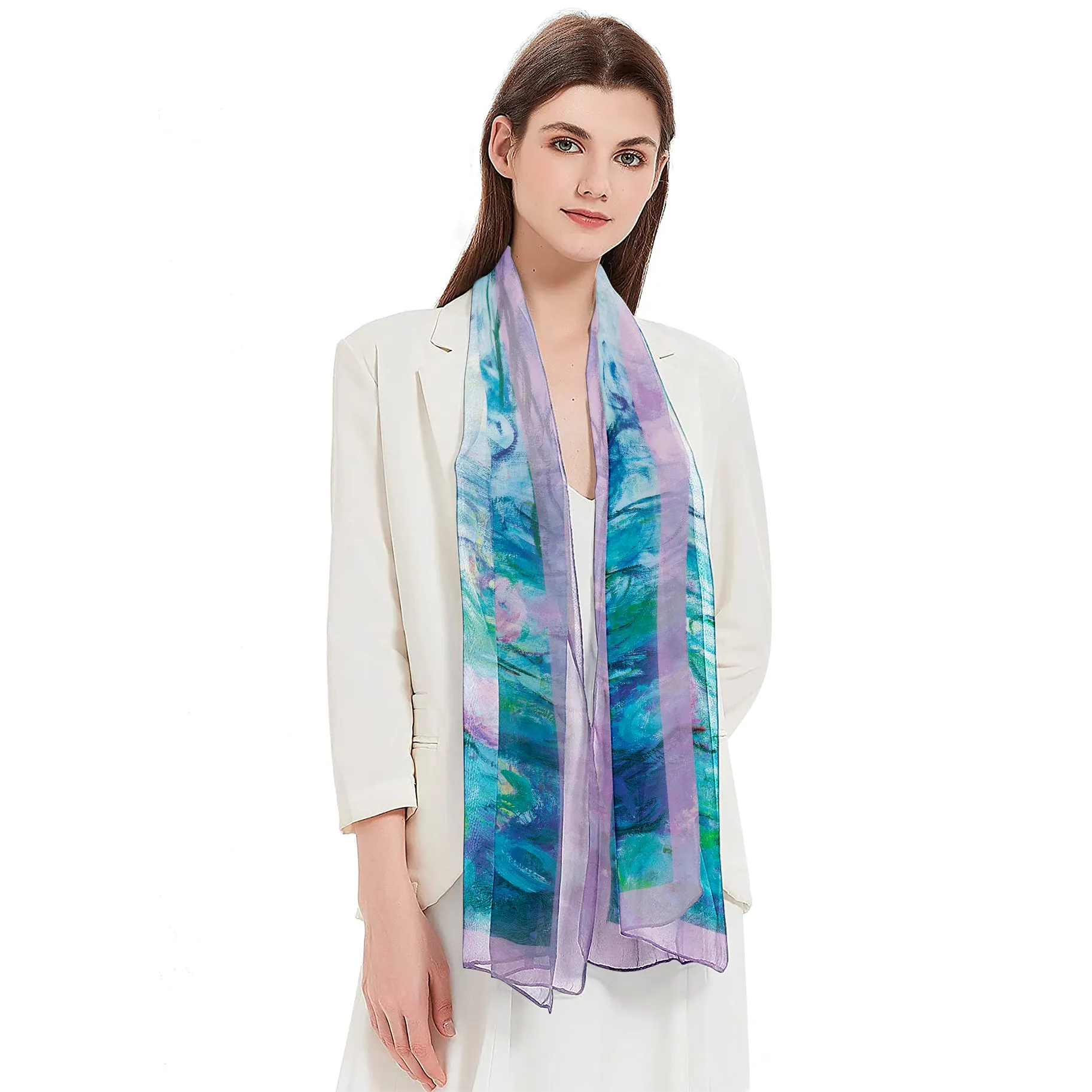 Monet Nymphéas Silky-soft Polyester Sheer Long Scarf