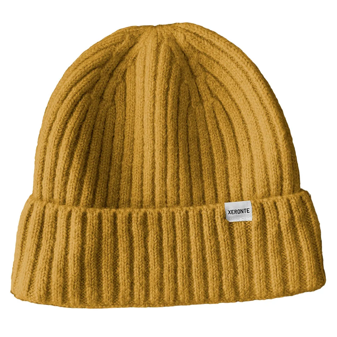 Mustard Yellow Ribbed Knit Mens Cuffed Beanie Hat