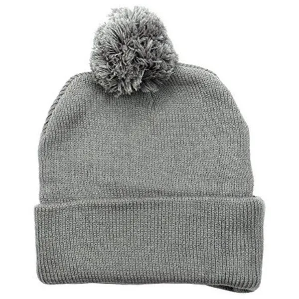 Plain Cuffed Winter Pom Beanie