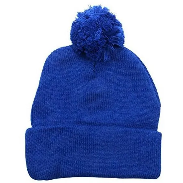 Plain Cuffed Winter Pom Beanie