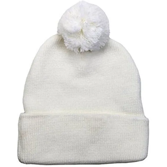 Plain Cuffed Winter Pom Beanie