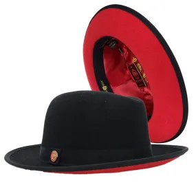 Red Bottom Black Wool Fedora