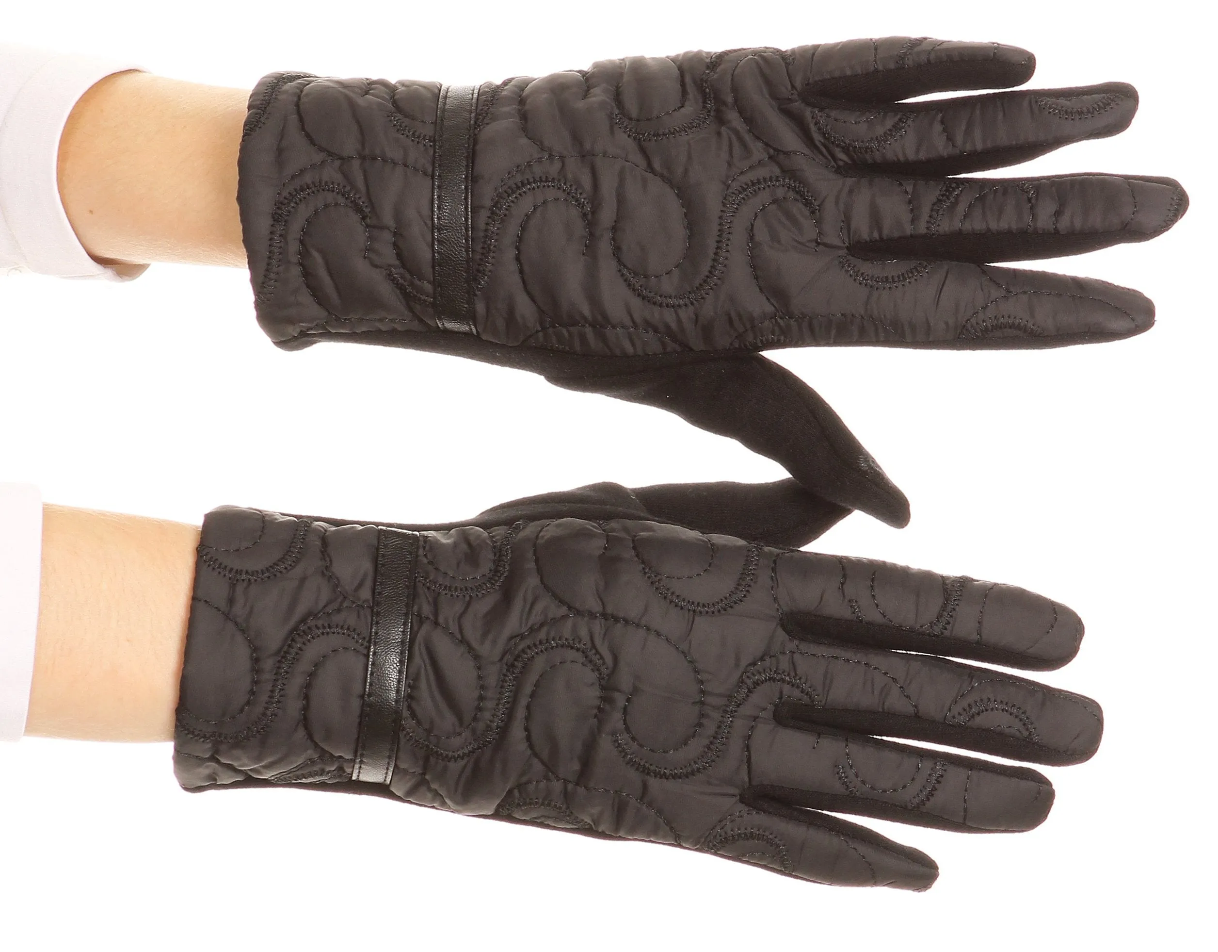 Sakkas Emie Quilted and Lace Super Soft Warm Driving Gloves Touch Screen Capable