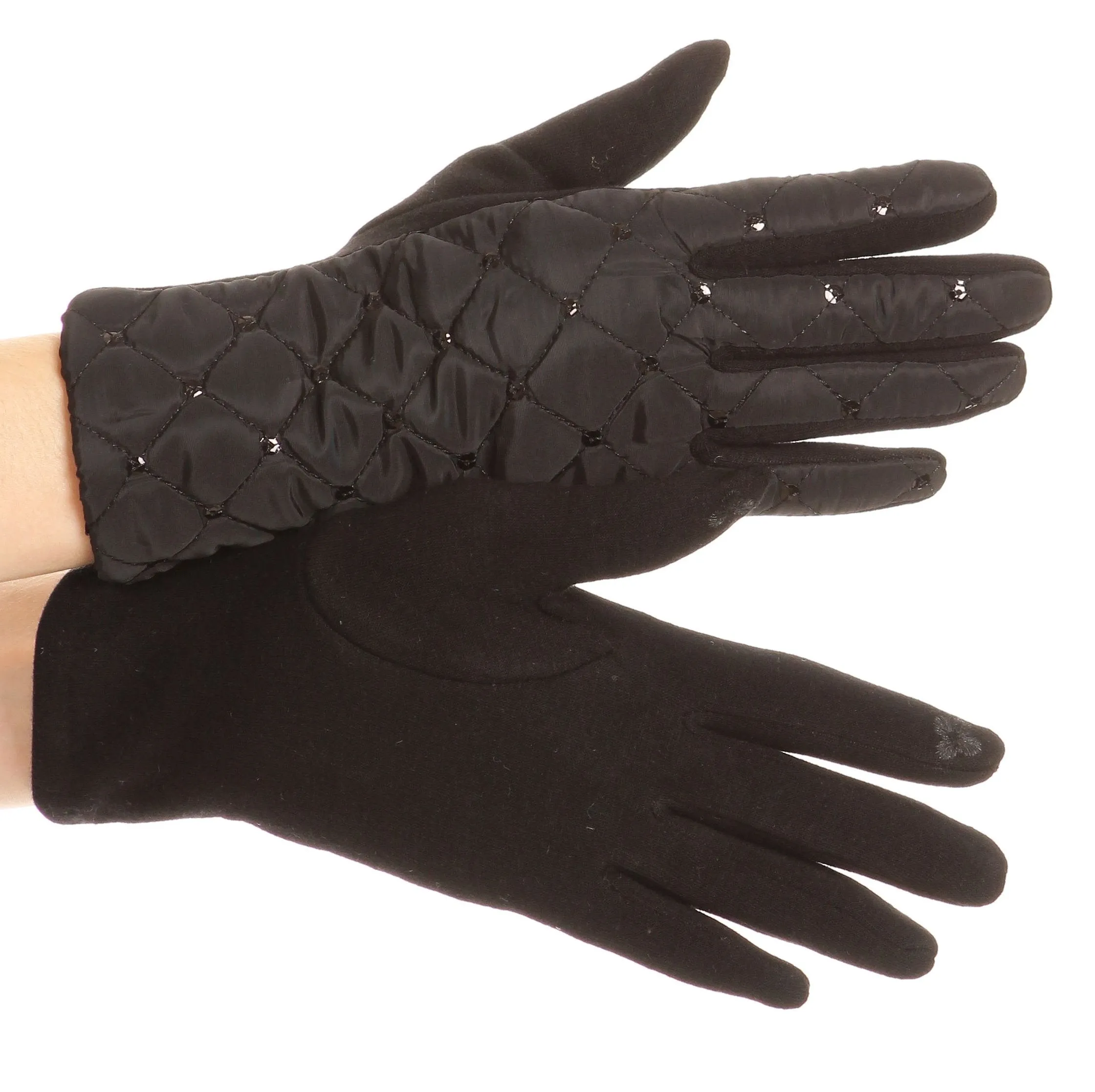 Sakkas Emie Quilted and Lace Super Soft Warm Driving Gloves Touch Screen Capable