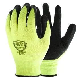 SAVER HEAVY DUTY High Visibility Latex Green Work and Gardening Gloves