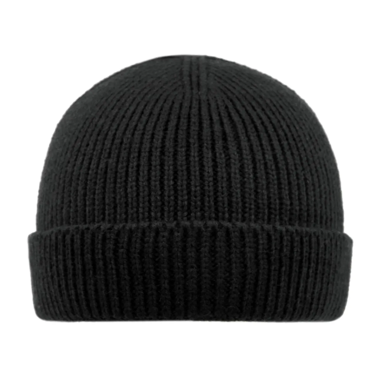 Short Skater Ribbed Knit Cuffed Beanie