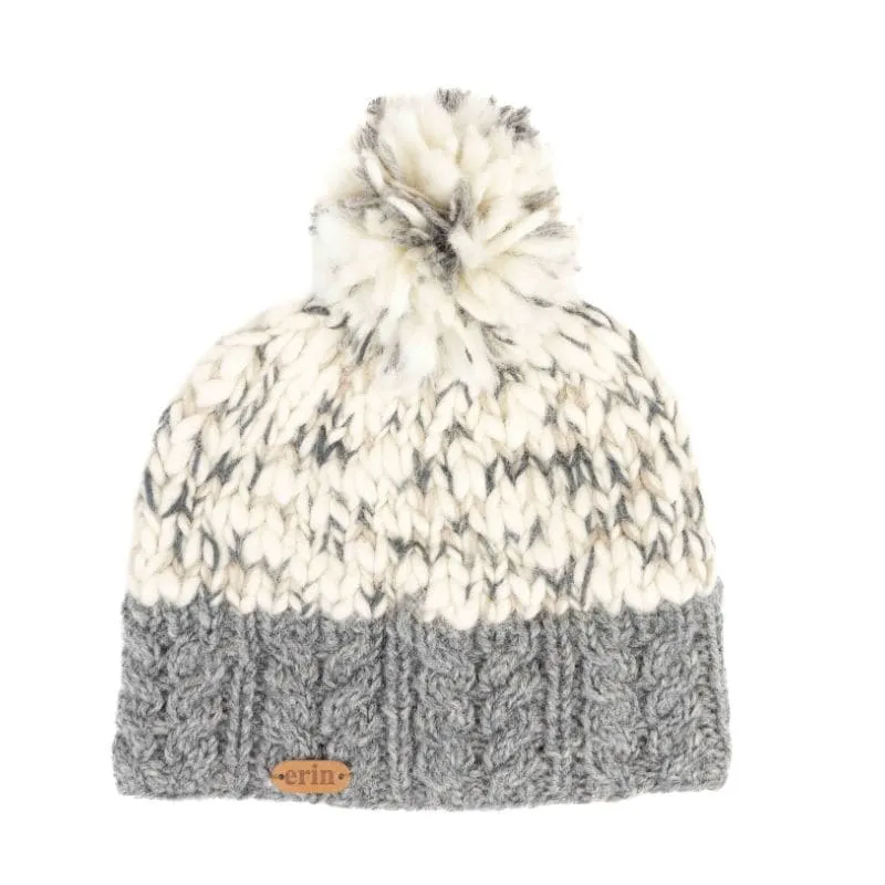 Uneven Wool Bobble Ladies Hat - Grey