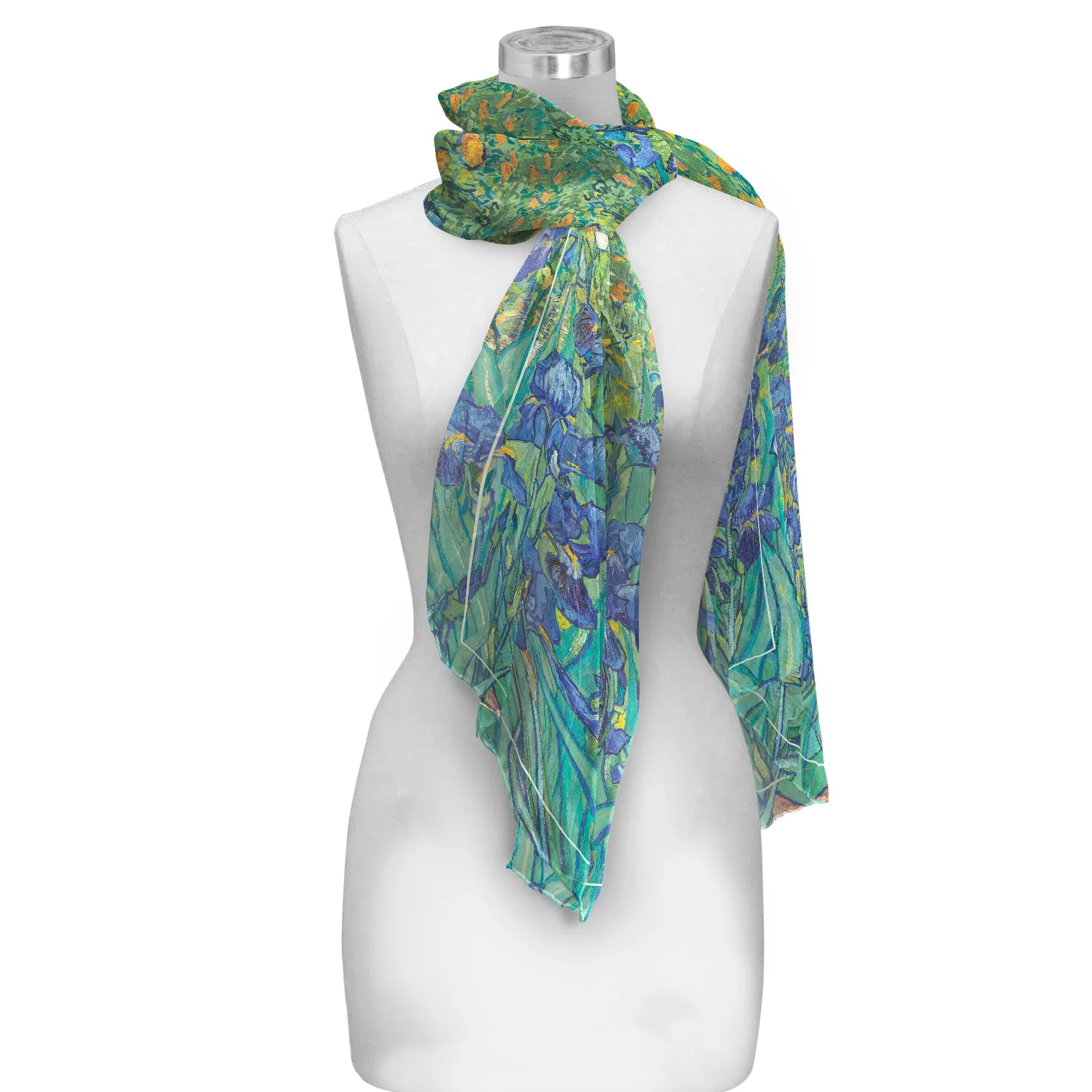 van Gogh Irises Silky-soft Polyester Sheer Long Scarf