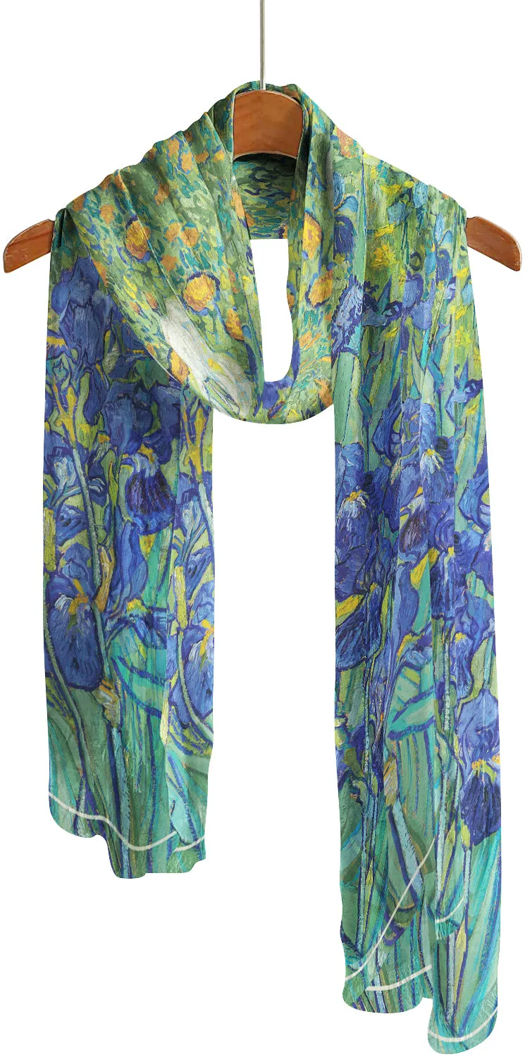 van Gogh Irises Silky-soft Polyester Sheer Long Scarf